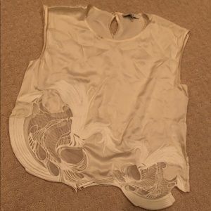 COPY - Iro white silk and lace embroidered shirt